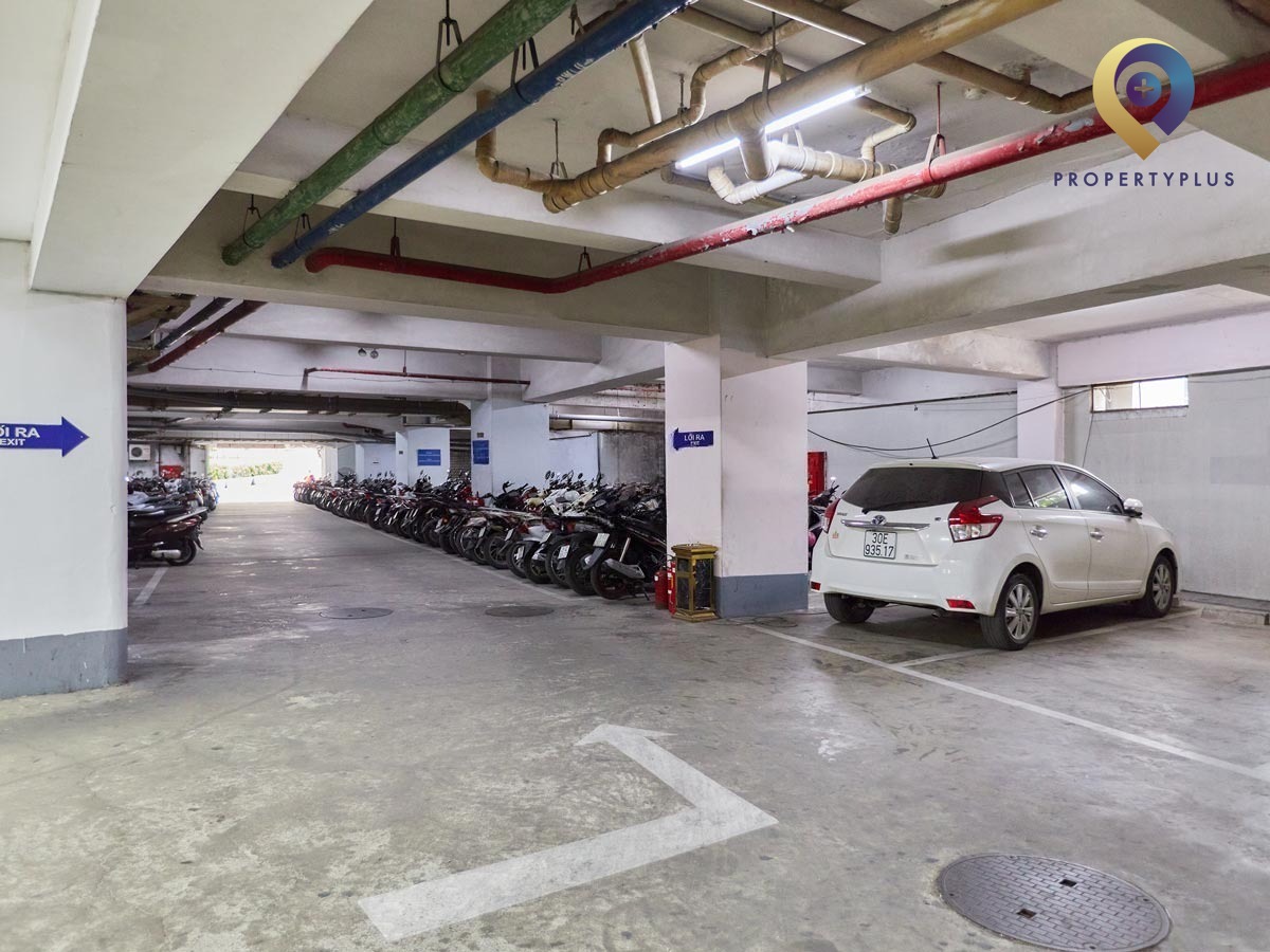 Underground parking area at V-Tower with ample space for vehicles
